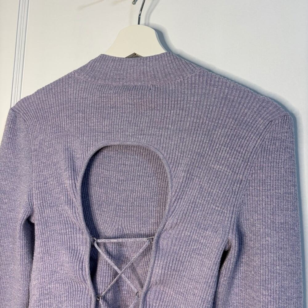 Anthropologie Mock Neck Lace Up Open Back Sweater - Picture 5 of 16